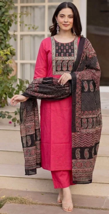 Kimakshi Premium fashion - Stylish Pink Suit, Palazzo & Dupatta for Women's