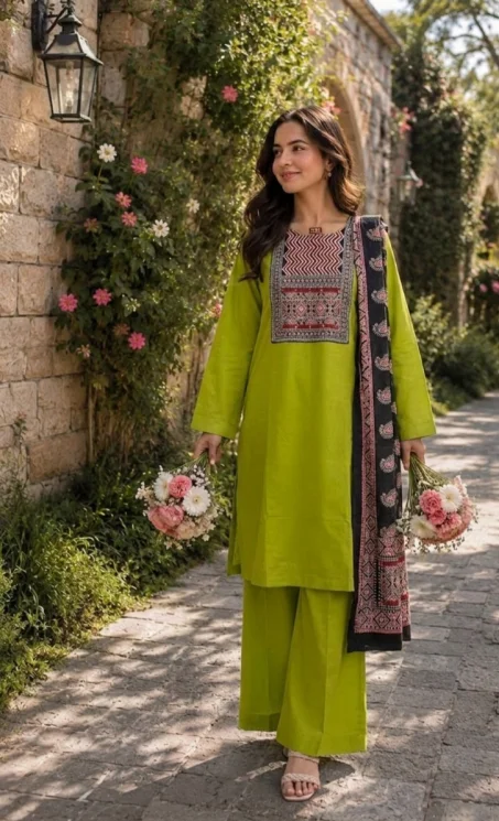 Kimakshi Premium fashion - Stylish Green Suit, Palazzo & Dupatta for Women's