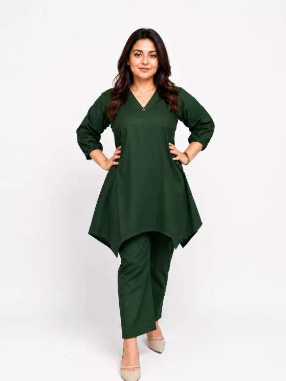 Women's Green A-Line Co-Ord Set